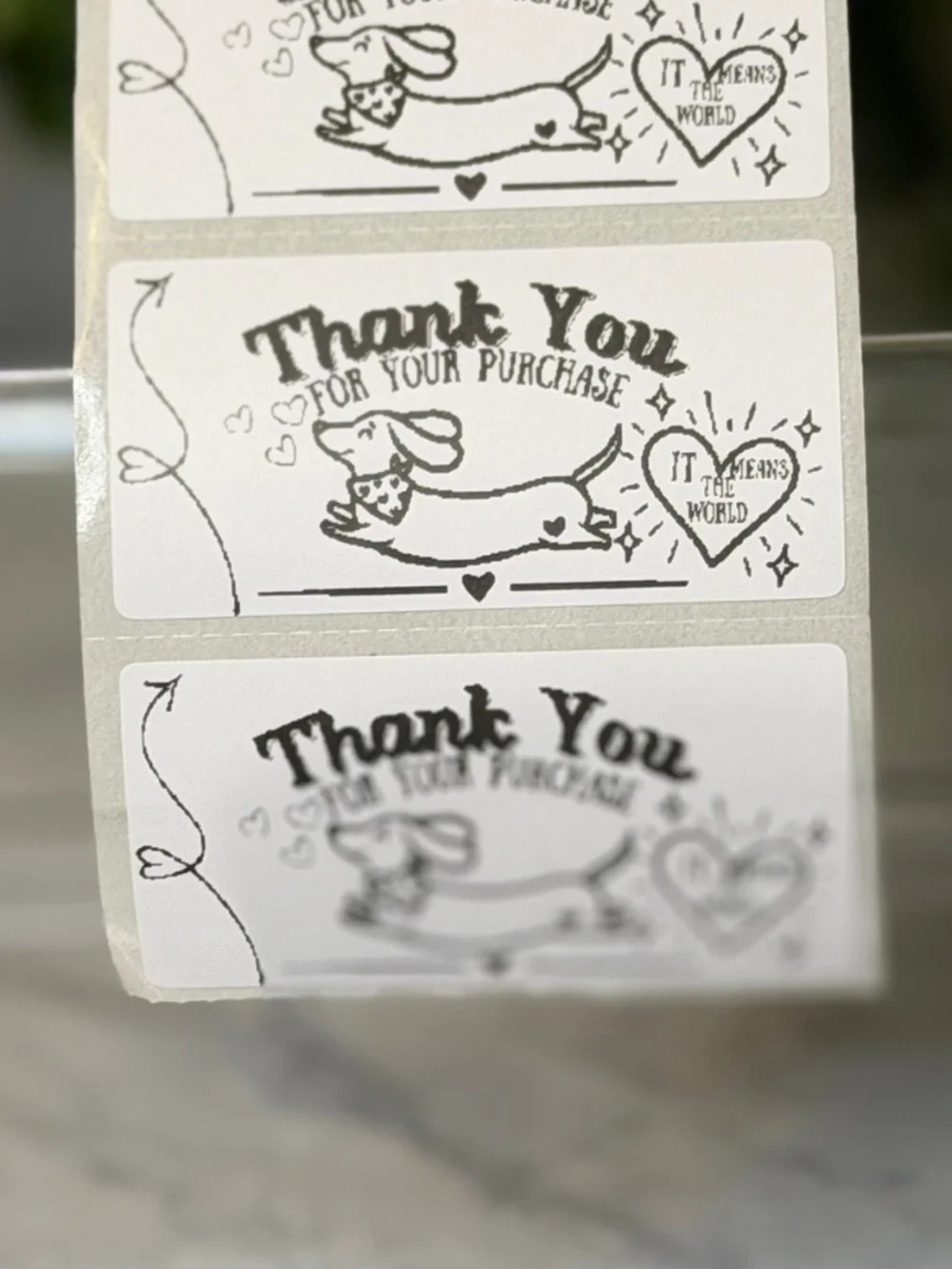 200 Dachshund Thank You for Your Purchase Stickers 2x1 Small Business Labels